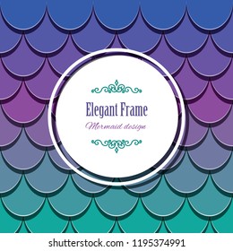 Paper cut out 3d fish skin background. Mermaid design template.