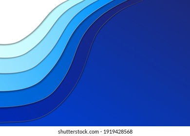 Paper cut out background for design in blue colors with blank space