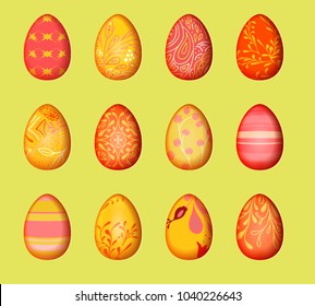 Paper with cut out effect for happy easter decorate. Eggs set design background. Isolated elements.