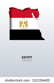 Paper cut out of Egypt map on flag,vector paper art and digital craft style.
