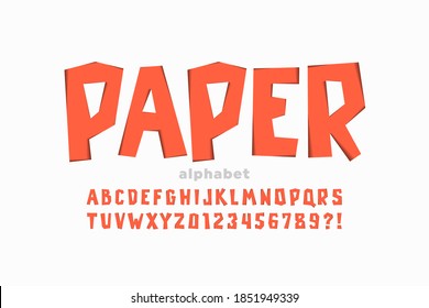 Paper Cut Out Font, Alphabet Letters And Numbers Vector Illustration