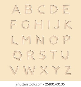 Paper cut out font with shadows. English alphabet made of paper letters with cut out effect. Vector illustration.