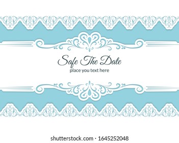 Paper cut out frame. Elegant decoration for wedding invitation or save the date card design. Place for text. vector ornament.