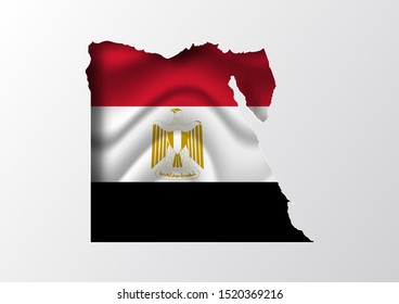 Paper cut out landmark of Egypt on flag,vector paper art and digital craft style.