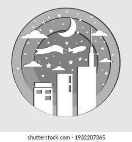 PAPER CUT OUT night city. Vector image