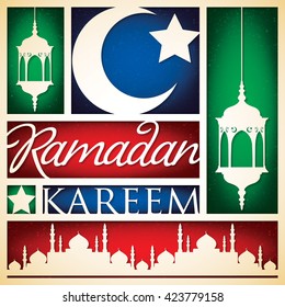 Paper cut out "Ramadan Kareem" (Generous Ramadan) card in vector format.