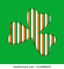 Paper cut out Shamrock in the colors of the Irish flag