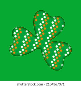 Paper cut out Shamrock in the colors of the Irish flag