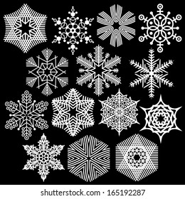 Paper cut out snowflakes set 