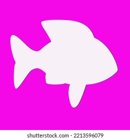 Paper cut out of white fish on a pink background.