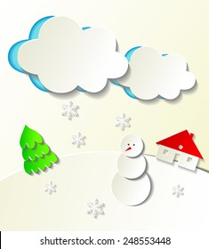Paper cut out winter concept. Vector illustration