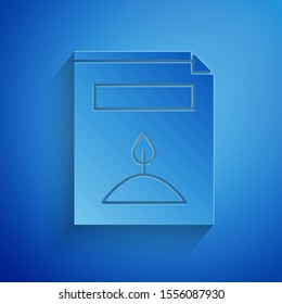 Paper cut A pack full of seeds of a specific plant icon isolated on blue background. Paper art style. Vector Illustration