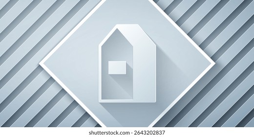 Paper cut Paper package for milk icon isolated on grey background. Milk packet sign. Paper art style. Vector