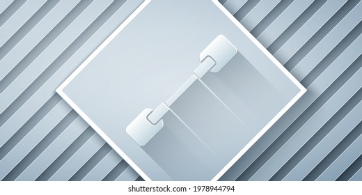 Paper cut Paddle icon isolated on grey background. Paddle boat oars. Paper art style. Vector Illustration