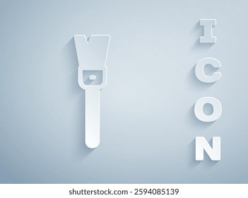 Paper cut Paint brush icon isolated on grey background. For the artist or for archaeologists and cleaning during excavations. Paper art style. Vector