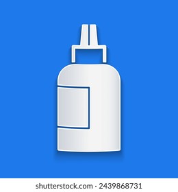 Paper cut Paint, gouache, jar, dye icon isolated on blue background. Paper art style. Vector