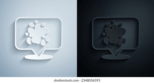 Paper cut Paint spray icon isolated on grey and black background. Paper art style. Vector