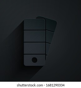 Paper cut Palette icon isolated on black background. Paper art style. Vector Illustration