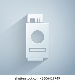Paper cut Passport with ticket icon isolated on grey background. Identification Document. Concept travel and tourism. Paper art style. Vector Illustration
