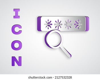 Paper cut Password protection and safety access icon isolated on grey background. Security, safety, protection, privacy concept. Paper art style. Vector Illustration