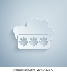 Paper cut Password protection and safety access icon isolated on grey background. Security, safety, protection, privacy concept. Paper art style. Vector Illustration