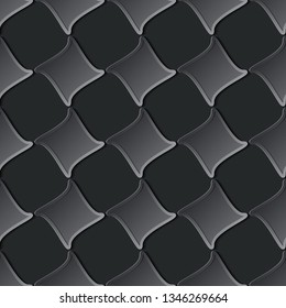 Paper cut pattern with rhombus in black and gray colors. Creative seamless design for fabric or textile prints, paper gift wrap, wallpaper patterns, web backgrounds.
