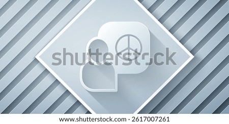 Paper cut Peace talks icon isolated on grey background. Paper art style. Vector