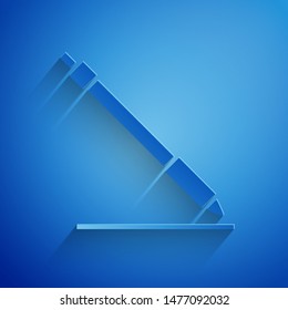 Paper cut Pen line icon isolated on blue background. Paper art style. Vector Illustration