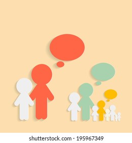 Paper Cut People with Speech Bubbles