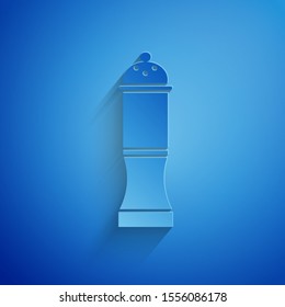 Paper cut Pepper icon isolated on blue background. Cooking spices. Paper art style. Vector Illustration