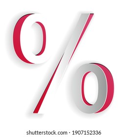 Paper cut Percent symbol discount icon isolated on white background. Sale percentage - price label, tag. Paper art style. Vector.