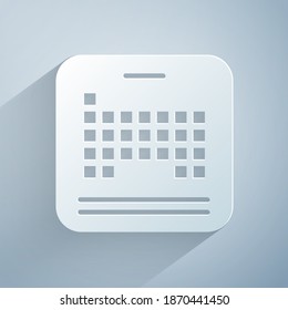 Paper cut Periodic table of the elements icon isolated on grey background. Paper art style. Vector