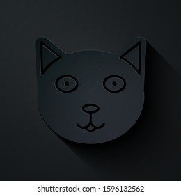 Paper cut Pet icon isolated on black background. Paper art style. Vector Illustration