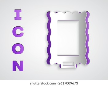 Paper cut Picture icon isolated on grey background. Paper art style. Vector