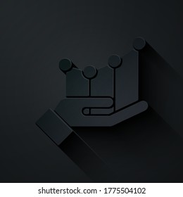Paper cut Pie chart infographic icon isolated on black background. Diagram chart sign. Paper art style. Vector Illustration