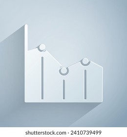 Paper cut Pie chart infographic icon isolated on grey background. Diagram chart sign. Paper art style. Vector