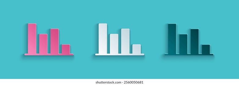 Paper cut Pie chart infographic icon isolated on blue background. Diagram chart sign. Paper art style. Vector Illustration