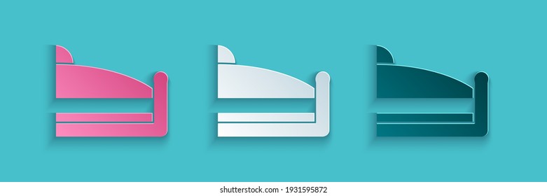 Paper cut Piece of cake icon isolated on blue background. Happy Birthday. Paper art style. Vector