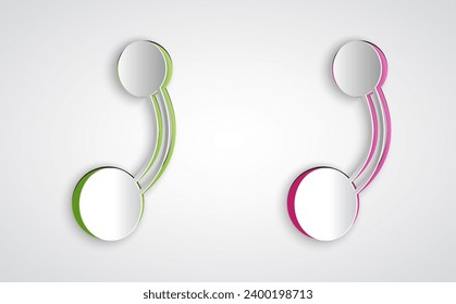 Paper cut Piercing icon isolated on grey background. Paper art style. Vector