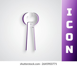 Paper cut Pincers and pliers icon isolated on grey background. Pincers work industry mechanical plumbing tool. Paper art style. Vector Illustration