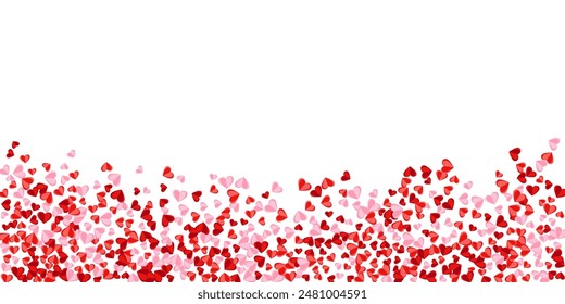 Paper cut pink heart shapes confetti vector background. Birthday surprise party decor. Present gift decorative elements. Postcard background. Cute heart family signs illustration.