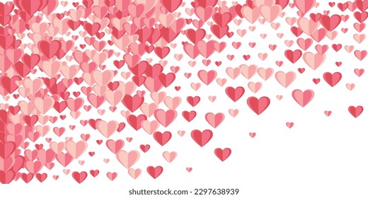 Paper cut pink heart symbols beautiful background design. Valentine's Day decor. Poster background. Small heart love symbols scatter.