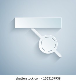 Paper cut Pirate eye patch icon isolated on grey background. Pirate accessory. Paper art style. Vector Illustration