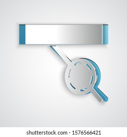 Paper cut Pirate eye patch icon isolated on grey background. Pirate accessory. Paper art style. Vector Illustration