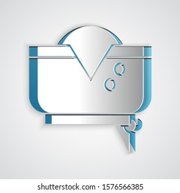 Paper cut Pirate hat icon isolated on grey background. Paper art style. Vector Illustration