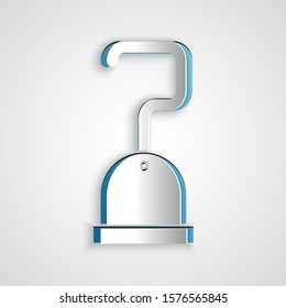 Paper cut Pirate hook icon isolated on grey background. Paper art style. Vector Illustration