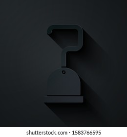 Paper cut Pirate hook icon isolated on black background. Paper art style. Vector Illustration