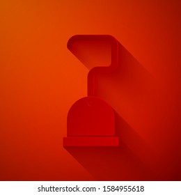 Paper cut Pirate hook icon isolated on red background. Paper art style. Vector Illustration