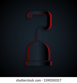 Paper cut Pirate hook icon isolated on black background. Paper art style. Vector Illustration