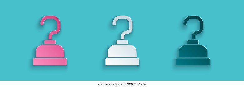 Recorte de papel Icono de gancho pirata aislado en fondo azul. Feliz fiesta de Halloween. Estilo de arte de papel. Vector